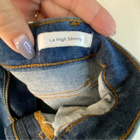 FRAME Denim Saxon Wash High Rise  Le Skinny Distressed Raw Edge Jeans SZ 25 - Picture 11 of 13